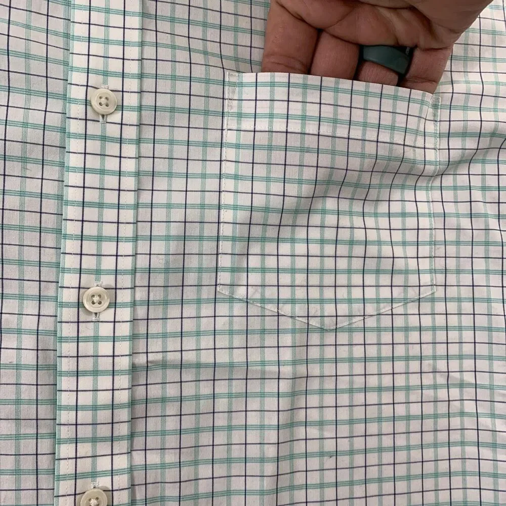 J.Crew Dress Shirt Mens 16.5 34/35 White Check Thompson Flex Wrinkle Free LS